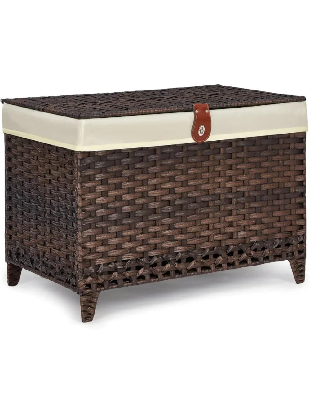 Large Wicker Storage Basket with Lid, 160L Organizer with Removable Liner Bag